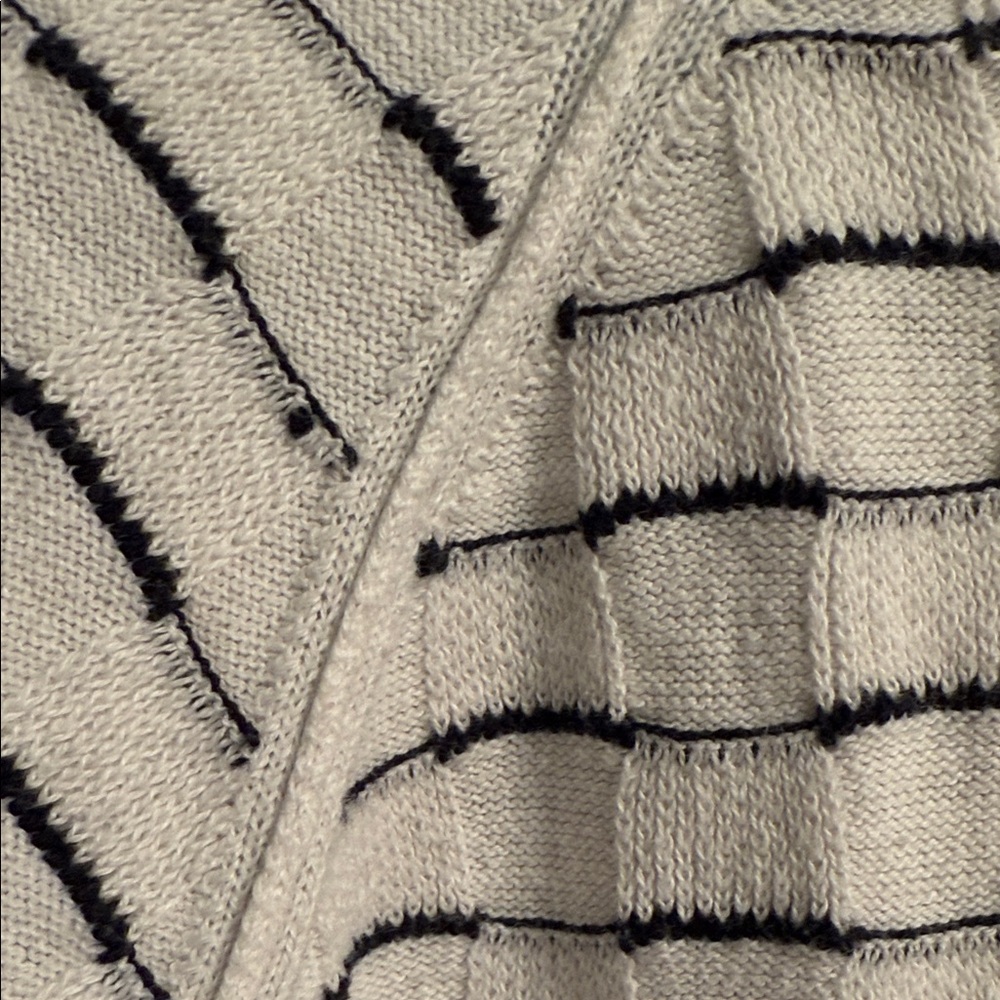 Karen Scott Cream and Black Striped Crewneck Sweater - Picture 4 of 4